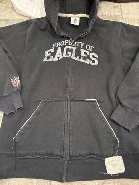 NFL Black "Property of Eagles" Zip-Up Hooded Sweatshirt